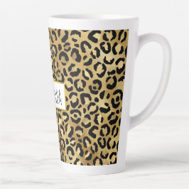 Leopard Print Muster in Gold und Schwarz Milchtasse