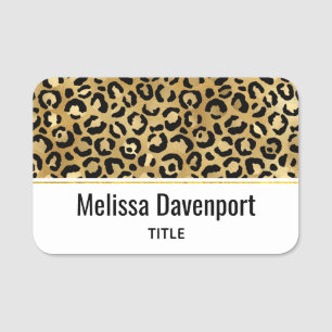 Leopard Print Muster in Gold und Schwarz Namensschild