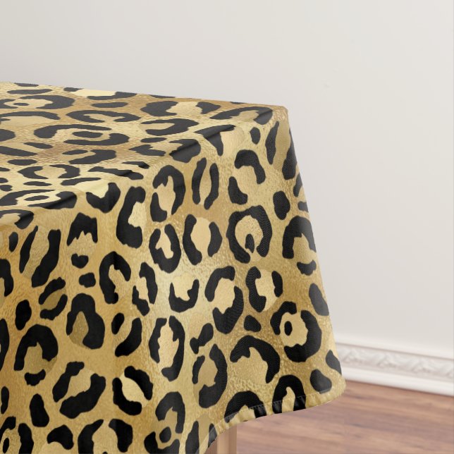 Leopard Print Muster in Gold und Schwarz Tischdecke (Beispiel)