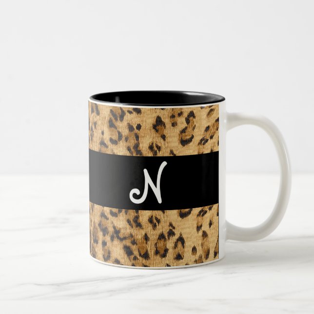 Leopard Print N Monogramm Initialen Coffee Tasse C (Rechts)