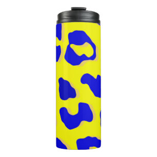 Leopard Print Navy Yellow Thermosbecher