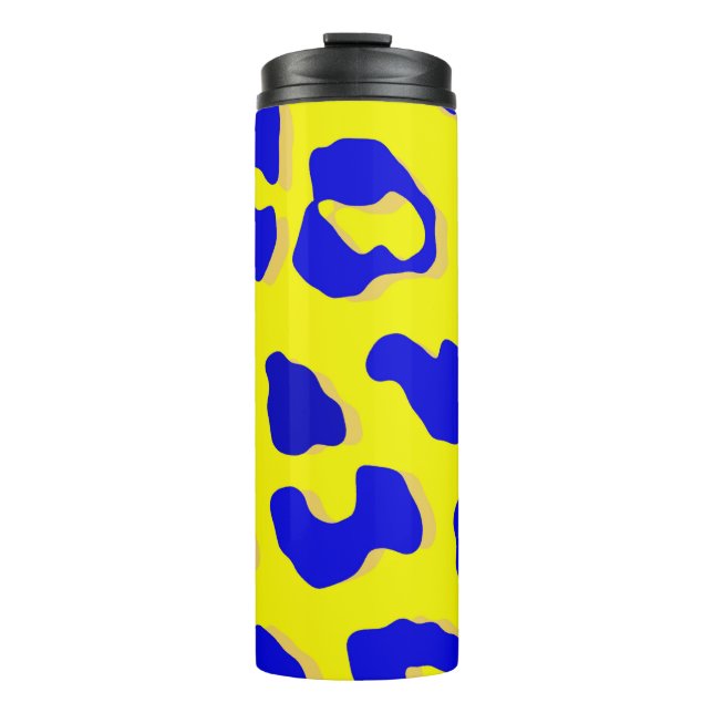 Leopard Print Navy Yellow Thermosbecher (Vorderseite)