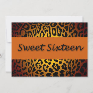 Leopard Print, Orange & Black 16 . Geburtstag Einladung