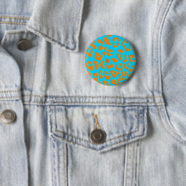 Leopard Print Orange Blue Button