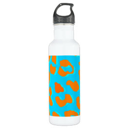 Leopard Print Orange Blue Edelstahlflasche