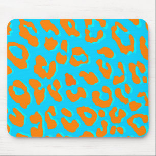 Leopard Print Orange Blue Mousepad