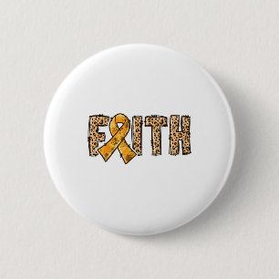 Leopard Print Orange Ribbon Faith Crps Bewusstsein Button