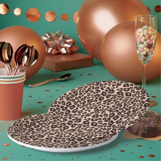 Leopard Print Party Paper Tellers Tableware Pappteller (Multi)