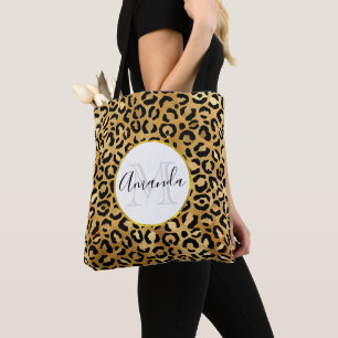 Leopard Print Patches in Gold und Schwarz Monogram Tasche