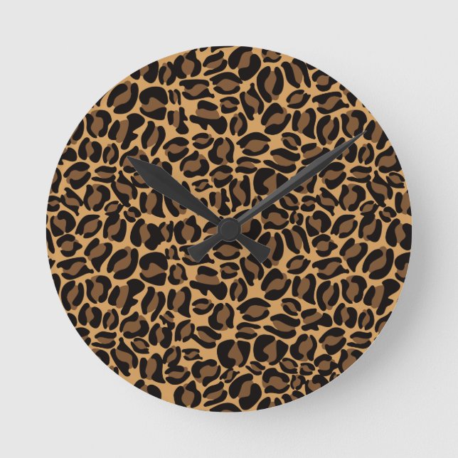 Leopard Print Pattern Classic Dschungel Runde Wanduhr (Vorderseite)