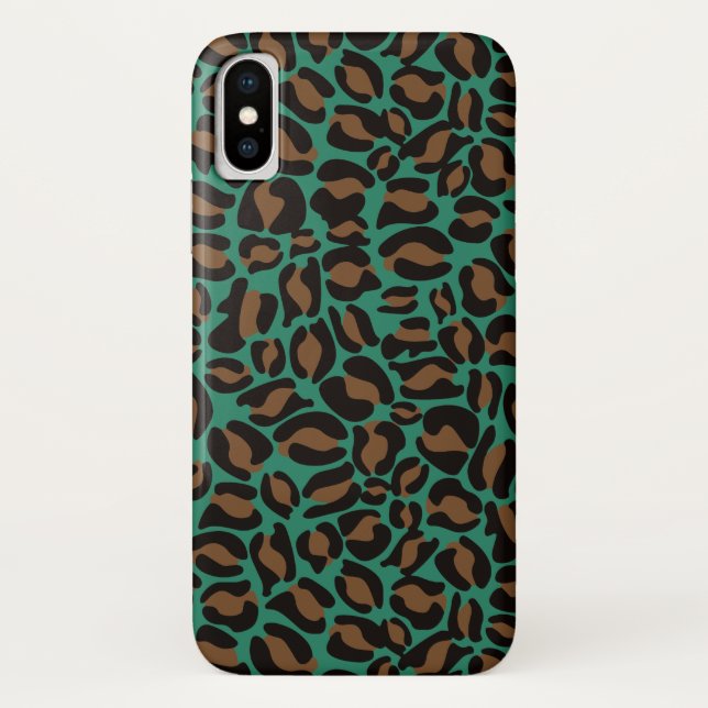 Leopard Print Pattern Dschungelgrün braun Case-Mate iPhone Hülle (Rückseite)