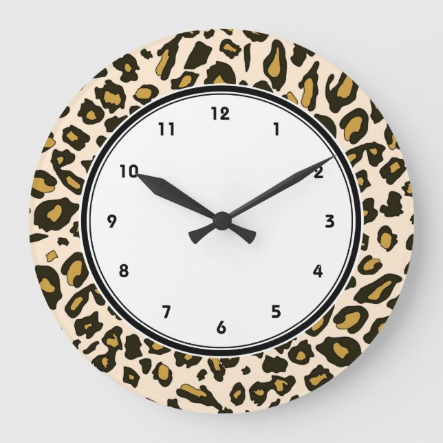 Leopard print pattern große wanduhr (Vorderseite)