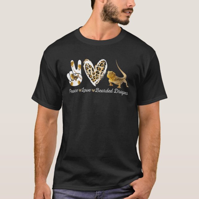 Leopard Print-Peace-Liebe Bartdrachen T-Shirt (Vorderseite)