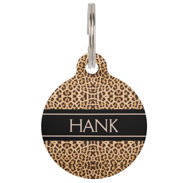 Leopard Print Personalisiert Dog Tag Haustiermarke (Vorderseite)