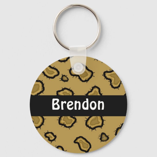 Leopard Print Personalisiert Key Chain Schlüsselanhänger (Vorderseite)