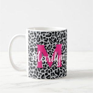 Leopard Print personalize Name Hot Pink Coffee Tas Kaffeetasse