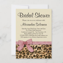 Leopard Print Pink Bow Bridal Dusche Einladung