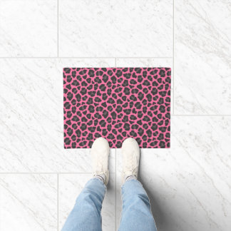 Leopard Print Pink Grau Fußmatte