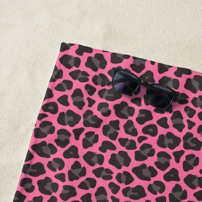 Leopard Print Pink Grau Strandtuch (Beispiel)