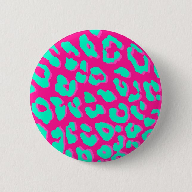 Leopard Print Pink Minze Button (Vorderseite)