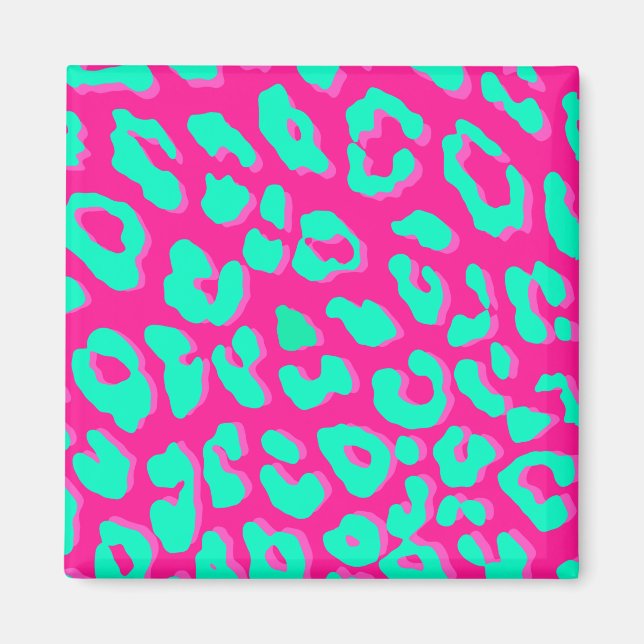 Leopard Print Pink Minze Magnet (Vorne)