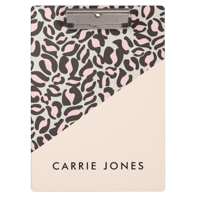 Leopard Print Pink Peach Gold Business Elegante Klemmbrett (Vorderseite)