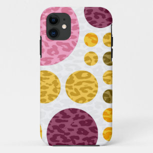Leopard Print Polka Dots   Gelbrosa Lila iPhone 11 Hülle