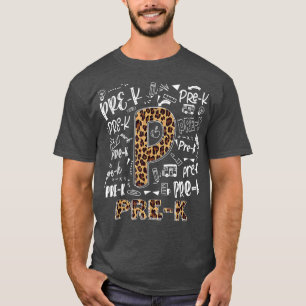 Leopard Print Pre-K Teacher Kids Back to School T- T-Shirt