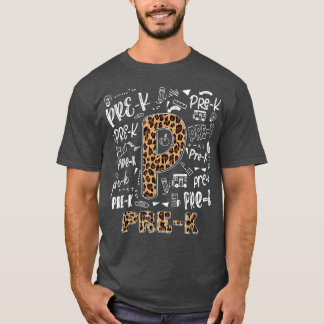 Leopard Print Pre-K Teacher Kids Back to School T- T-Shirt