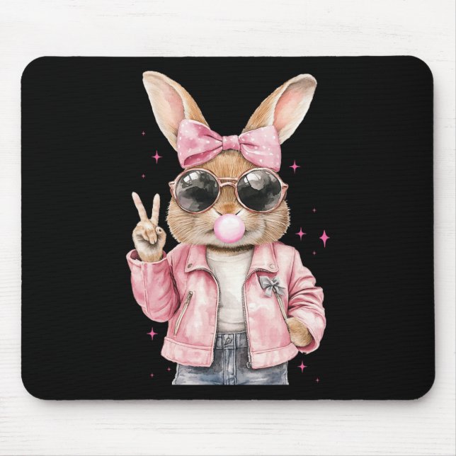 Leopard Print Rabbit Bunny Blasblase Gum East Mousepad (Vorne)