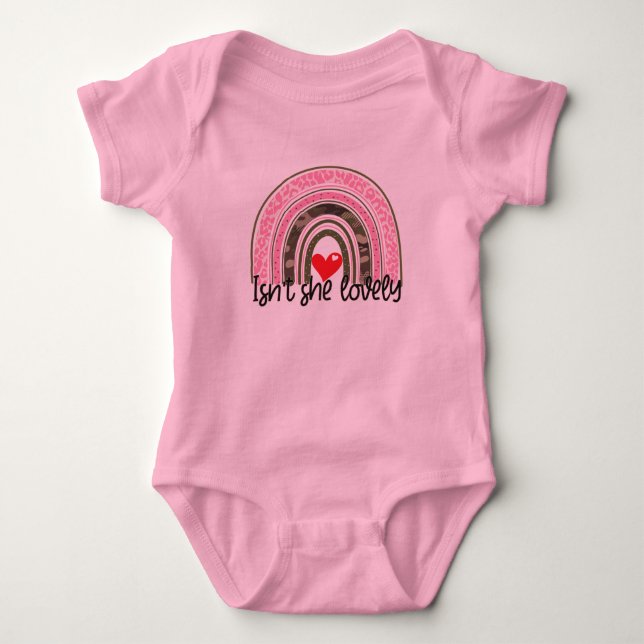 Leopard Print Rainbow Pink Baby Girl Strampler (Vorderseite)