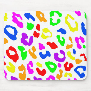 Leopard Print Rainbow White Mousepad