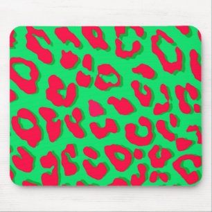 Leopard Print Red Green Mousepad