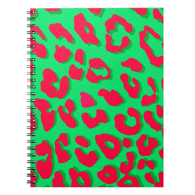 Leopard Print Red Green Notizblock (Vorderseite)