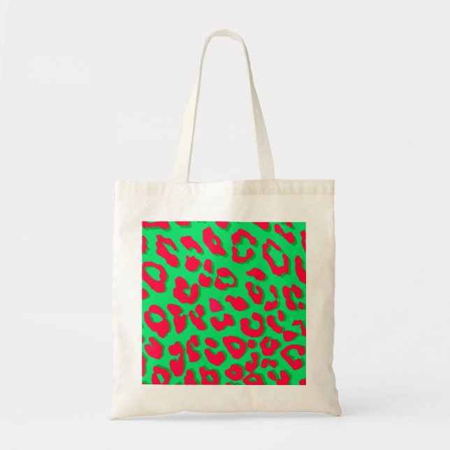Leopard Print Red Green Tragetasche (Vorne)