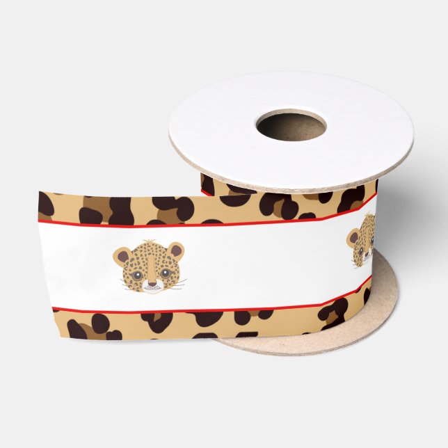 Leopard Print Red Quatrefoil Geschenk Satinband (Spule)