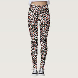 Leopard Print Rose Gold Trendy Leggings