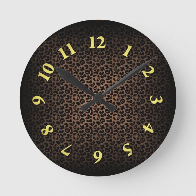 Leopard Print Runde Wanduhr (Vorderseite)