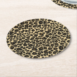 Leopard Print Runder Pappuntersetzer