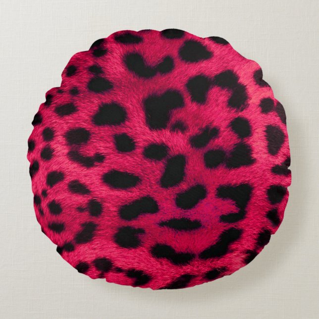 Leopard Print Rundes Kissen (Vorderseite)