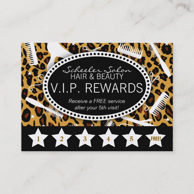 Leopard Print Salon Loyalität Treuekarte (Vorderseite)