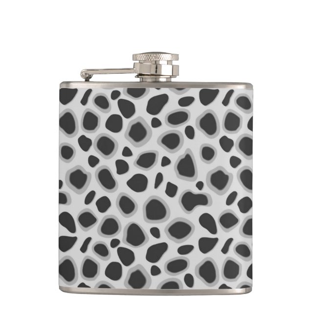 Leopard Print - Schatten von Grau Flachmann (Vorderseite)