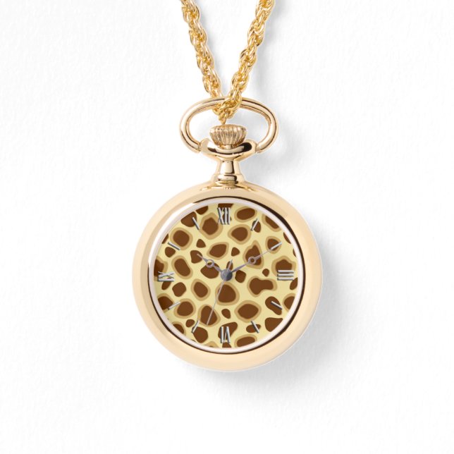 Leopard Print - Schokolade Brown und Camel Tan Armbanduhr (Vorderseite)
