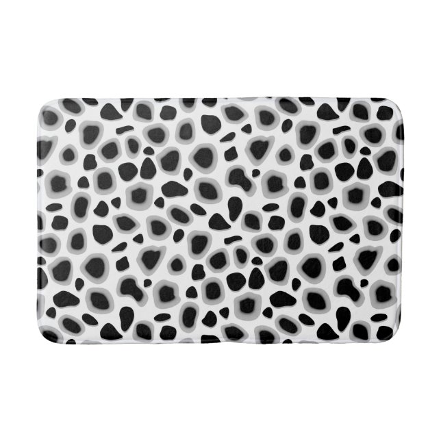 Leopard Print, Schwarz und Weiß Badematte (Vorderseite)