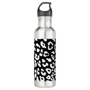 Leopard Print Schwarz-weiß Edelstahlflasche