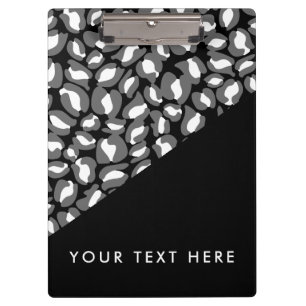 Leopard Print Schwarz-weiß Gold Ihr Text hier Klemmbrett