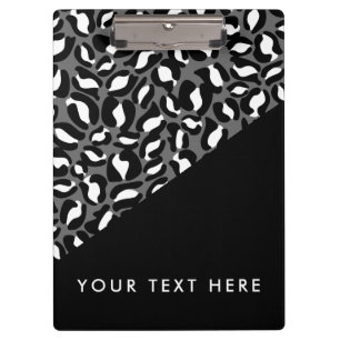 Leopard Print Schwarz-weiß Gold Ihr Text hier Klemmbrett