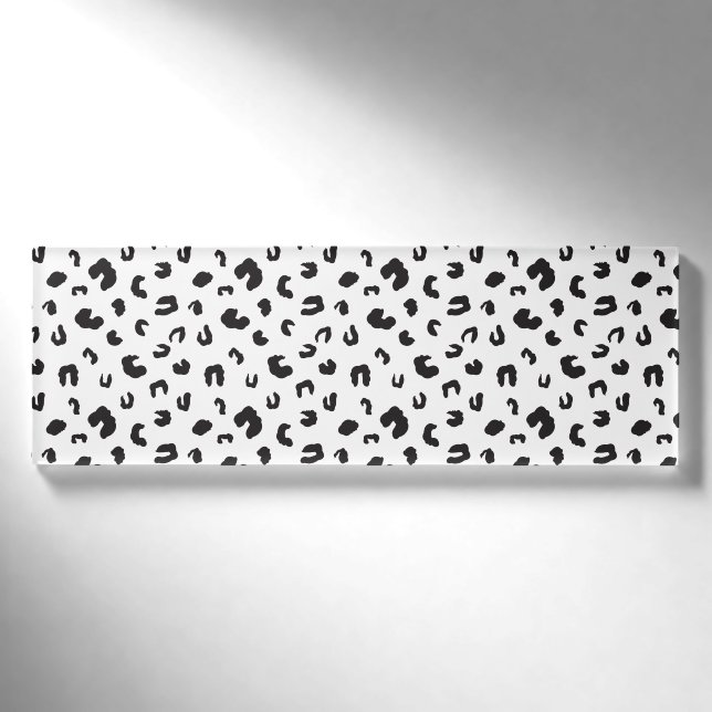 Leopard Print Schwarz-Weiß Namenschild (Vorderseite)