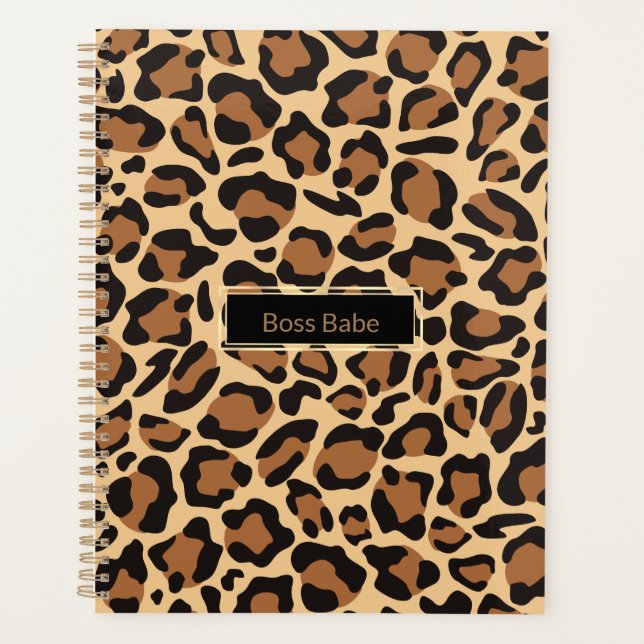 Leopard Print Seamless Muster Individuelle Name Planer (Vorderseite)