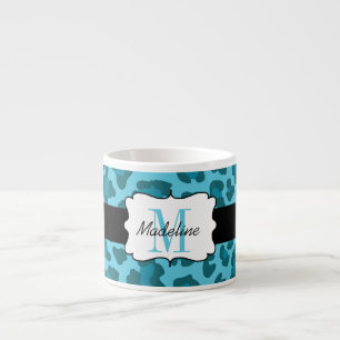 Leopard Print Shades of Blue Espresso Tasse